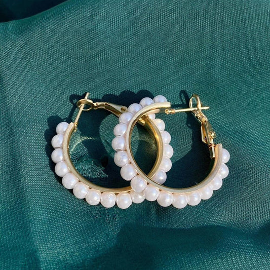 Elegant Pearl Hoop Earrings