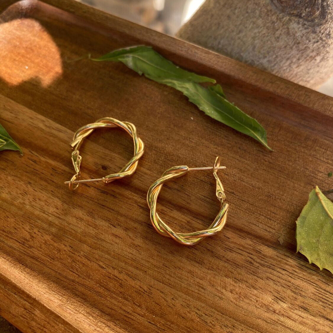Twisted Rope Gold Hoop Earrings
